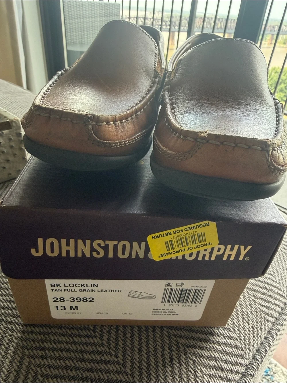 Johnston & Murphy Kids Tan Leather Slip-On Dress Loafers